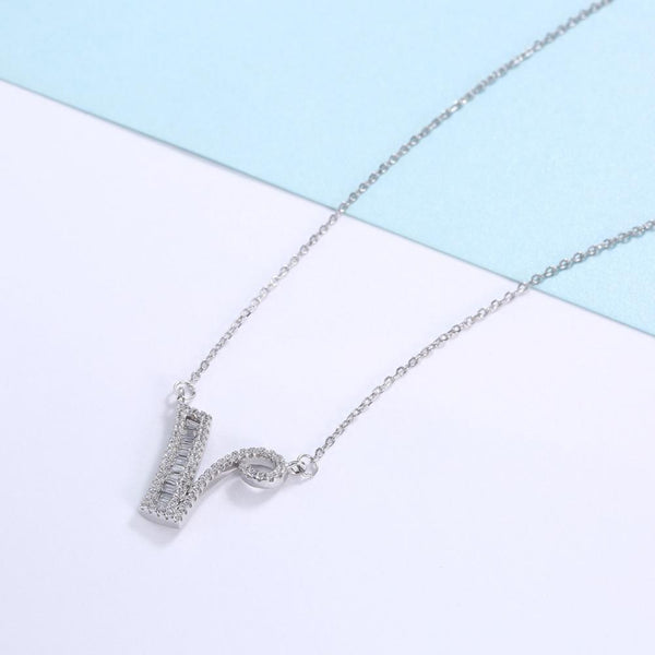 Sterling Silver Letter Pendant Necklace - gocyberbiz.com