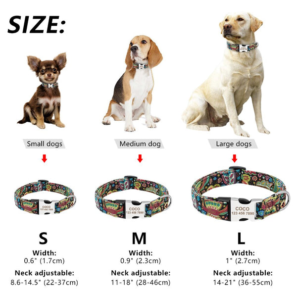 Dog Collar Nylon Pet Dog Tag Collar Adjustable Engraved Puppy Cat Nameplate ID Collars For Small Large Dogs - gocyberbiz.com