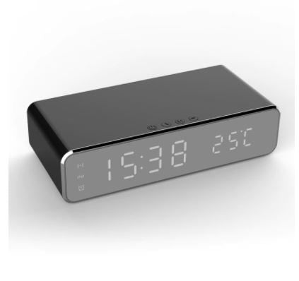 LED Electric Alarm Clock Mirror Clock with Phone Wireless Charger - gocyberbiz.com